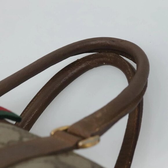 GUCCI GG Supreme Web Sherry Line Boston Bag PVC Beige Green Red Auth - Picture 7 of 16
